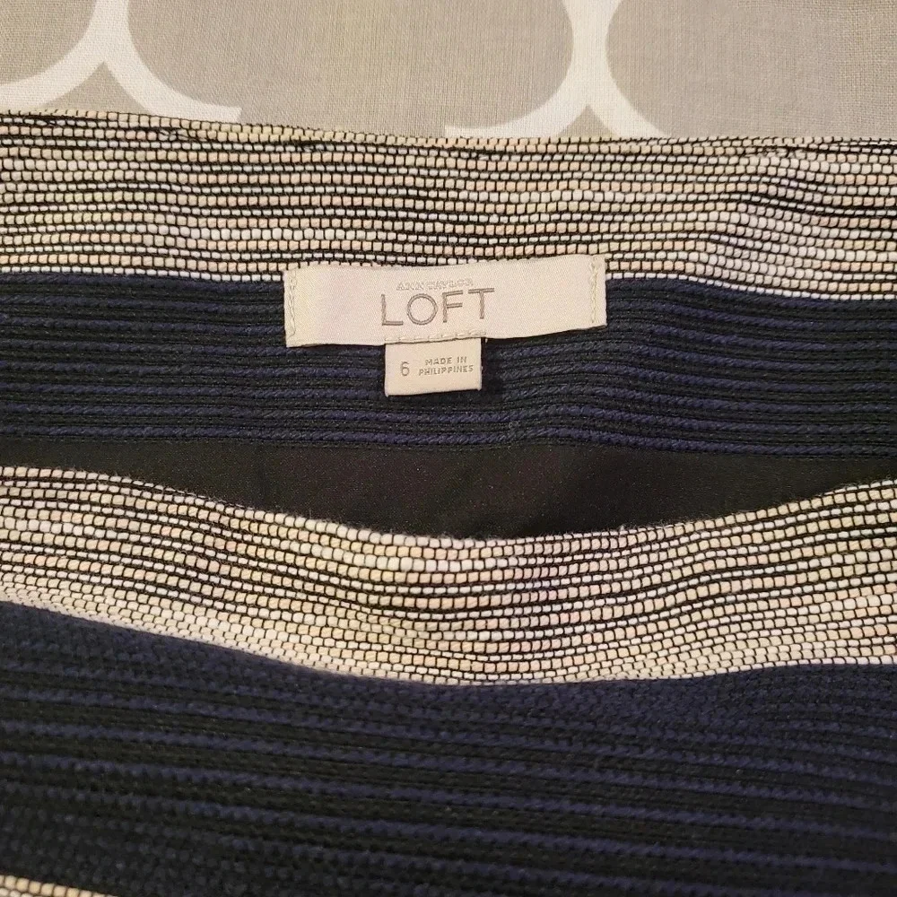 LOFT Ann Taylor Skirt Blue Silver Stripe Size 6